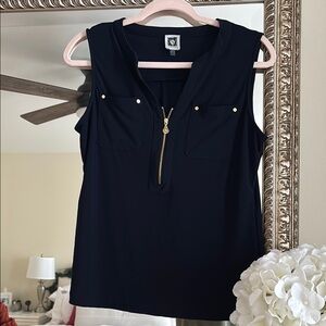 Chico's Black Sleeveless Top with Gold Zipper